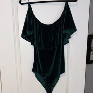 Lavender Field Dark Green Velvet Bodysuit